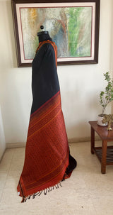 LATHANGI - BLACK KANJIVARAM WITH RUST OCHRE WOVEN BORDER