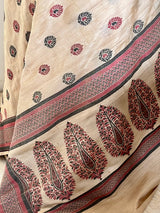 BRIJITA – CREAM KATAN SILK WITH FLORAL AANCHAL DETAIL