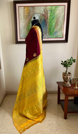 SHACHI – MAROON BOMKAI SILK WITH RUDRAKSHA BORDER AND DECORATIVE AANCHAL