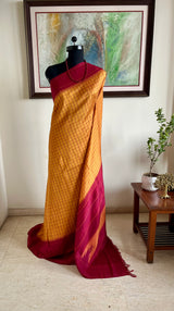 KANIKAI - GOLDEN YELLOW KATTAM KANJIVARAM SILK SAREE