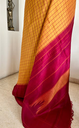 KANIKAI - GOLDEN YELLOW KATTAM KANJIVARAM SILK SAREE