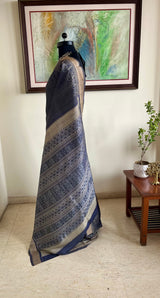 TANDRIMA - SIGNATURE BLACK ODISHA BANDHA SAREE WITH IKAT ART