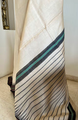 YAMIKA – CREAM AND BLACK VIDARBHA TUSSAR WITH TEMPLE BORDERS