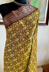 ANANDITA- GREEN BROWN GADWAL COTTON WITH ZARI AANCHAL