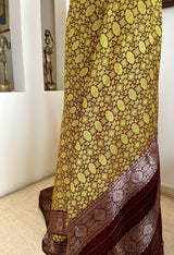 ANANDITA- GREEN BROWN GADWAL COTTON WITH ZARI AANCHAL