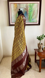 ANANDITA- GREEN BROWN GADWAL COTTON WITH ZARI AANCHAL