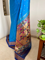 VASINI- BLUE PAITHANI WITH MOR KUNDA AANCHAL DETAIL