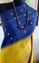 SURAANGI – MUSTARD GOLD KANJIVARAM WITH NAVY BOOTI BORDER