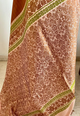 JOVITHA- RUST BROWN KANJIVARAM, SUBTLE CHARM, OFF-WHITE BORDER, VIBRANRT GREEN MOTIFS