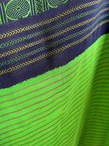 KALVIKA- GREEN KORVAI KANJIVARAM WITH CHEVRON AND RUDRAKSHA OVER NAVY