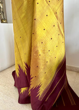 SRIKAVI – GOLDEN YELLOW AND BROWN ARNI SILK WITH TEMPLE MOTIFS