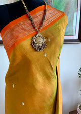 ANJU – MUSTARD BROWN PAITHANI WITH NARALI BORDER AND MOR KUNDA AANCHAL