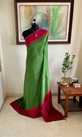 VAANATHI – GREEN KANJIVARAM WITH MAROON AND ORANGE DETAIL