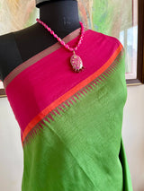 VAANATHI – GREEN KANJIVARAM WITH MAROON AND ORANGE DETAIL