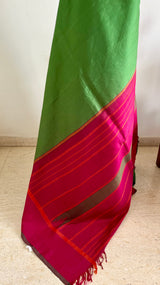 VAANATHI – GREEN KANJIVARAM WITH MAROON AND ORANGE DETAIL