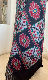 SMITANJALI - GREY ODISHA HANDLOOM COTTON SAREE WITH IKAT MOTIFS