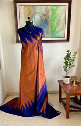 VAMIKA- ARNI SILK IN MOLTEN COPPER WITH NAVY TEMPLE BORDER