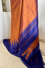VAMIKA- ARNI SILK IN MOLTEN COPPER WITH NAVY TEMPLE BORDER