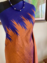 VAMIKA- ARNI SILK IN MOLTEN COPPER WITH NAVY TEMPLE BORDER