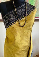 SEVITHA- POCHAMPALLY SILK IN BEIGISH GREEN WITH BOLD BLACK AANCHAL