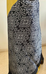 SEVITHA- POCHAMPALLY SILK IN BEIGISH GREEN WITH BOLD BLACK AANCHAL