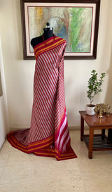 ALAIYA- NEVER WORN KORVAI KANJIVARAM WITH CHECKS AND CHEVRON BORDER