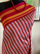 ALAIYA- NEVER WORN KORVAI KANJIVARAM WITH CHECKS AND CHEVRON BORDER