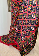 LINA - PRINTED MODAL SILK SAREE WITH DOUBLE IKKAT PATOLA DESIGN