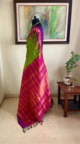 PREEYAL – BRIGHT GREEN KANJIVARAM WITH MAGENTA ZARI BORDER