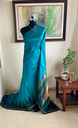 PRAVIKA – BLUE KANJIVARAM WITH TEMPLE BORDER AND ZARI AANCHAL