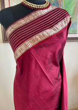PAURAVI – RICH MAROON KANJIVARAM SILK SAREE WITH SILVER ZARI