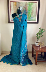 TEJITA – BLUE PATOLA SILK SAREE WITH IKKAT MOTIFS AND ZARI
