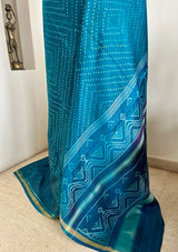 TEJITA – BLUE PATOLA SILK SAREE WITH IKKAT MOTIFS AND ZARI