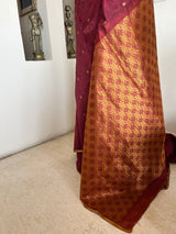 SHRAVIKA – MAROON KANJIVARAM SILK WITH GOLDEN WOVEN CONTRAST
