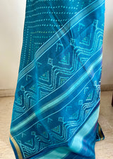 TEJITA – BLUE PATOLA SILK SAREE WITH IKKAT MOTIFS AND ZARI
