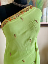 TRISHYA – GREEN PURE GEORGETTE SAREE WITH EMBROIDERY AND SEQUINS