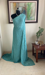NOURA – PALE BLUE GEORGETTE SAREE WITH SEQUINS AND EMBROIDERY
