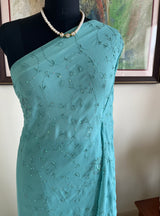 NOURA – PALE BLUE GEORGETTE SAREE WITH SEQUINS AND EMBROIDERY