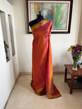 PAVISHA - LIGHTWEIGHT RUST BROWN KANJIVARAM WITH GREEN AANCHAL