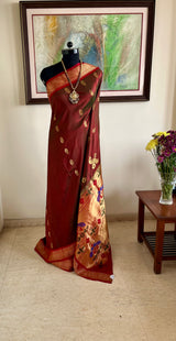 CHARUMATI - CHOCOLATE BROWN PAITHANI MOR KUNDA MASTERPIECE