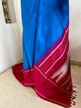PUNYA – BLUE KANJIVARAM SAREE WITH THZAMPU AANCHAL AND TEMPLE BORDER