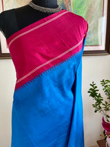 PUNYA – BLUE KANJIVARAM SAREE WITH THZAMPU AANCHAL AND TEMPLE BORDER