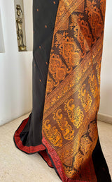 PRANAYA – BLACK KANJIVARAM SILK SAREE WITH RUST BORDER