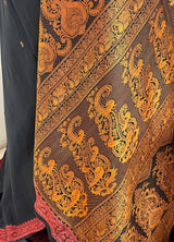 PRANAYA – BLACK KANJIVARAM SILK SAREE WITH RUST BORDER