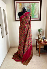 KAMLI- LIGHT BROWN CREPE SILK WITH FLORAL AND GOLD ACCENTS