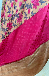 KAMLI- LIGHT BROWN CREPE SILK WITH FLORAL AND GOLD ACCENTS