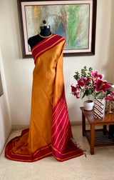 PRADYUMNAA – NINE-YARD MUSTARD GOLD KORVAI KANJIVARAM SAREE