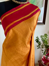 PRADYUMNAA – NINE-YARD MUSTARD GOLD KORVAI KANJIVARAM SAREE