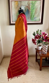 PRADYUMNAA – NINE-YARD MUSTARD GOLD KORVAI KANJIVARAM SAREE