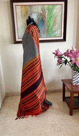 SHAIVI - BLACK WHITE CHECKS WITH RABBIT PEACOCK RUST BORDER